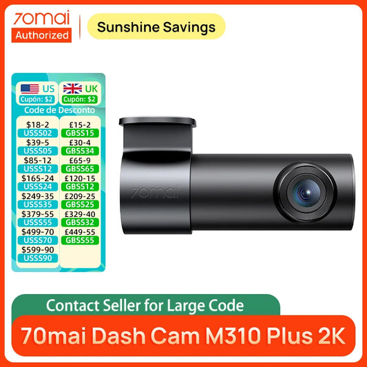 70mai Dash Cam M310 Plus 2K QHD WDR F1.55